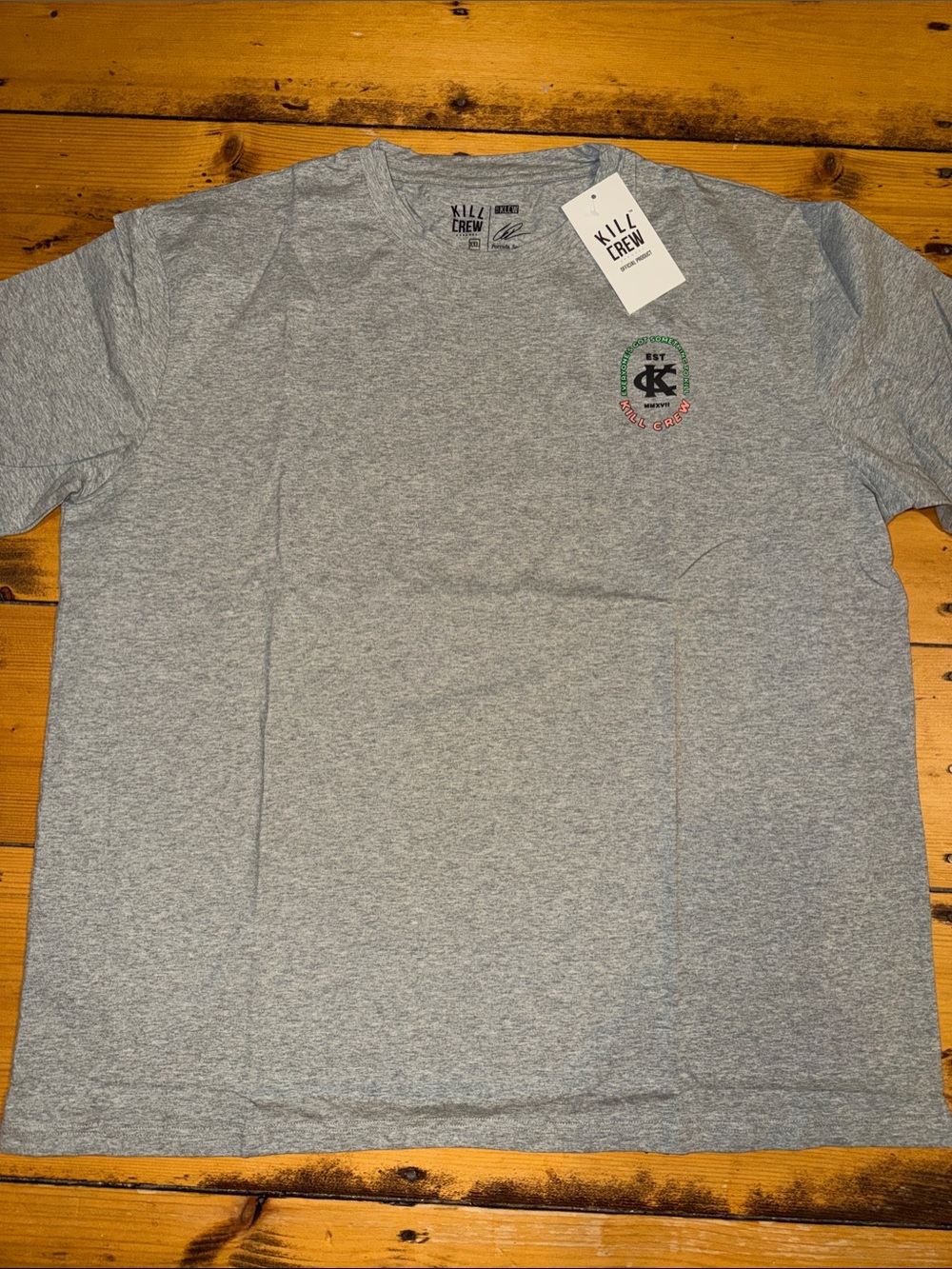 Kill Crew Heather Gray Short Sleeve Tee with Small Chest Patch